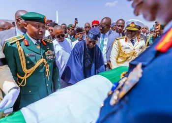 TINUBU RECEIVES REMAINS OF FORMER PRESIDENT BUHARI IN KATSINA AHEAD OF FINAL RITES IN DAURA