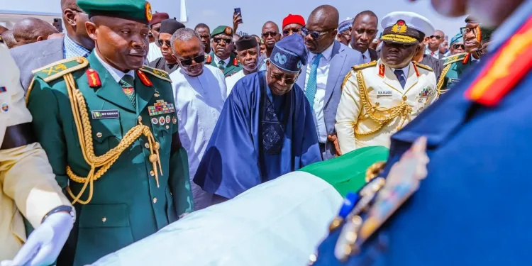 TINUBU RECEIVES REMAINS OF FORMER PRESIDENT BUHARI IN KATSINA AHEAD OF FINAL RITES IN DAURA