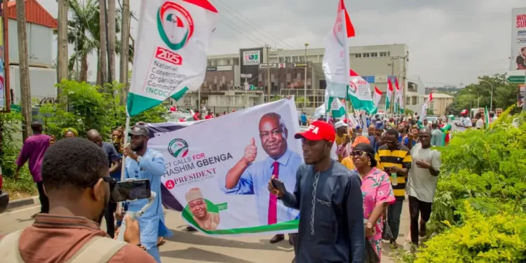 FORMER PRESIDENTIAL CANDIDATE, GBENGA HASHIM SUPPORTERS TAKE OVER PDP NEC ARENA, CANVASSING SUPPORT FOR HIS PRESIDENTIAL BID